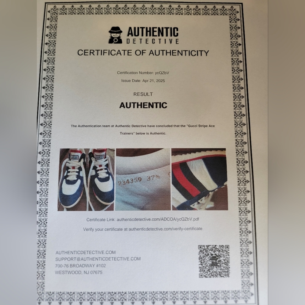 Gucci Signature Stripe Ace Suede/Nylon Sneakers- Authentic- Womens(EU 37.5 US 7) - Picture 13 of 16